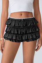Y2K Tiered Lace Skort Low Rise Hot Skort
