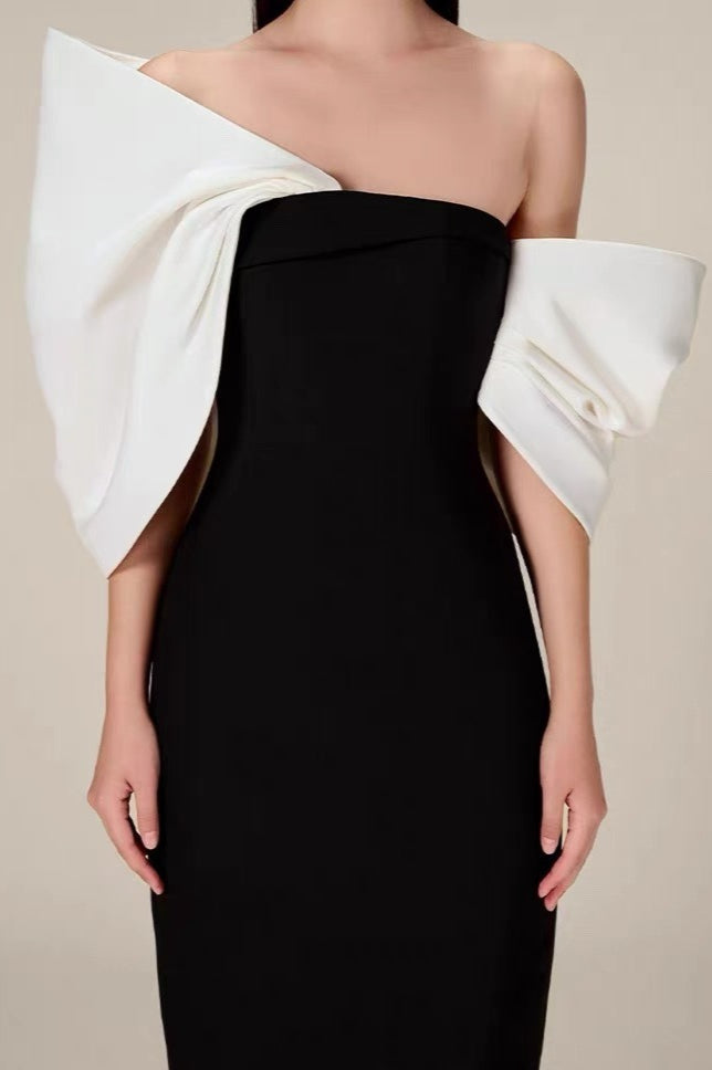 Oversized Bow High Waist Formal Dress S / Black Main image
