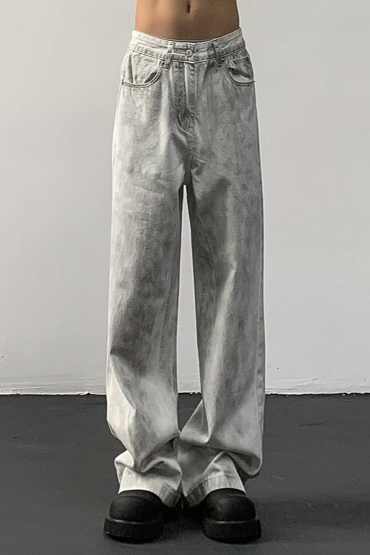 White Dirty Fit Vintage Relaxed Straight Jeans Main image