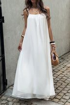 Chiffon Spaghetti Strap Vacation Maxi Dress