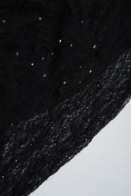 Solid Turtleneck Long Sleeve Lace Rhinestone Bodycon Mini Dress