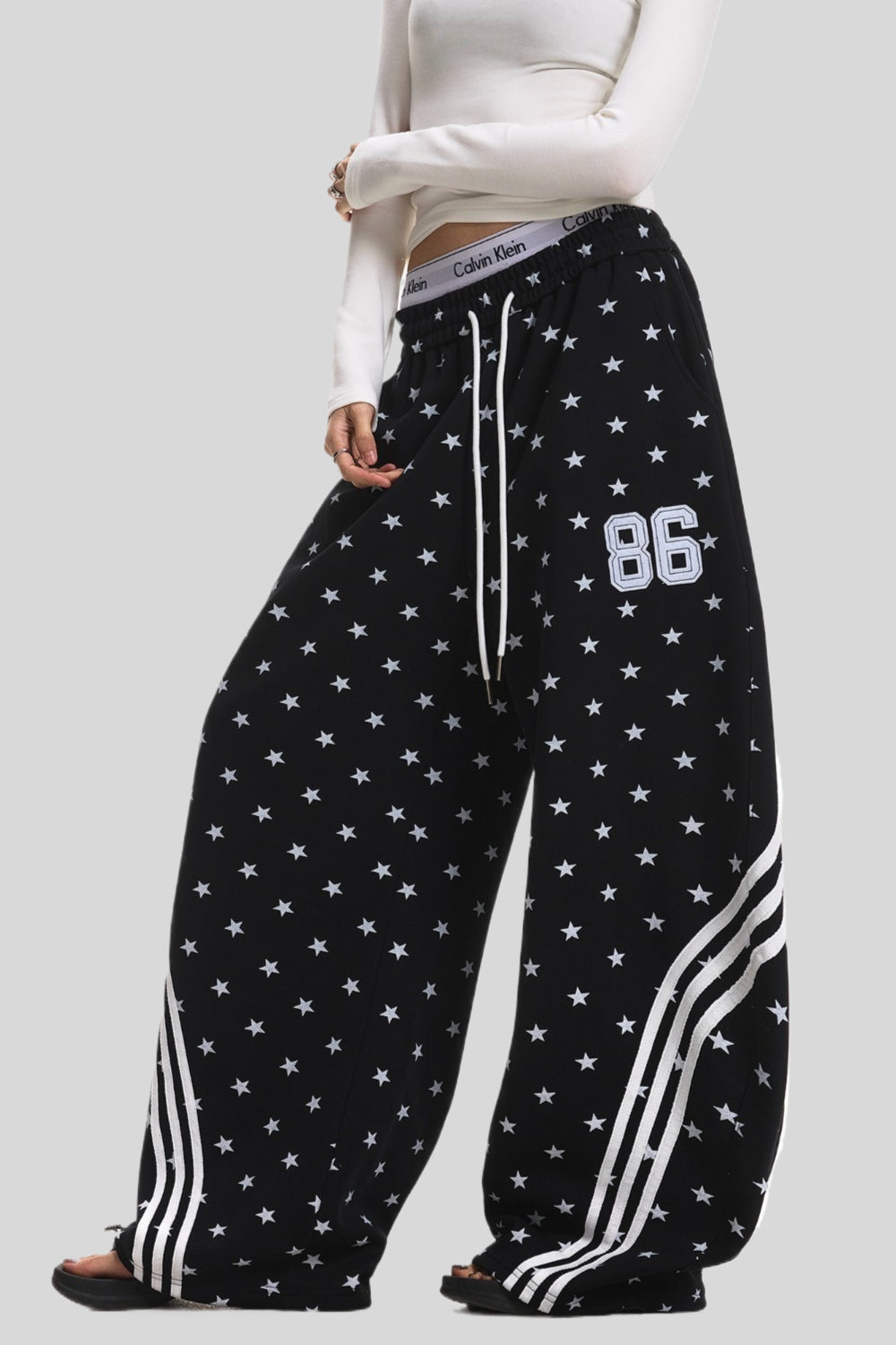 All Over Star Stripe Barrel Leg Sweatpants