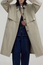 Vintage Stand Collar  Wash Long Overcoat