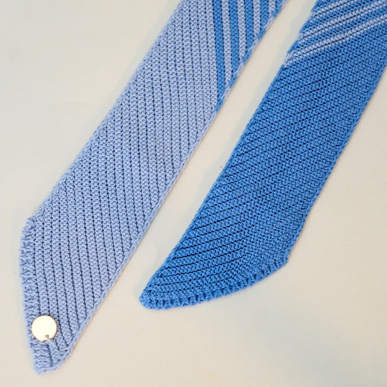 Colorblock Striped Knit Skinny Long Neck Tie Scarf