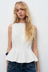 Sweet Style Bow Detailed Hem Casual Tank Top