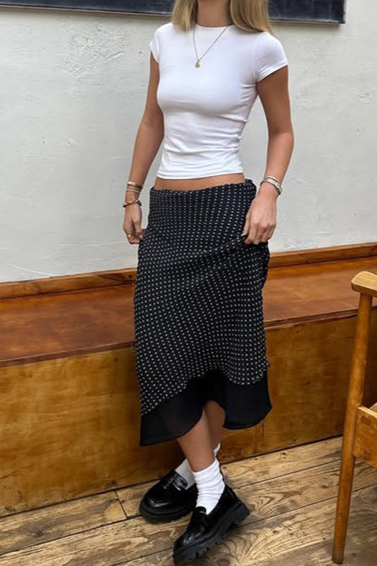 Polka Dot A-Line Mesh Midi Skirt Secondary image