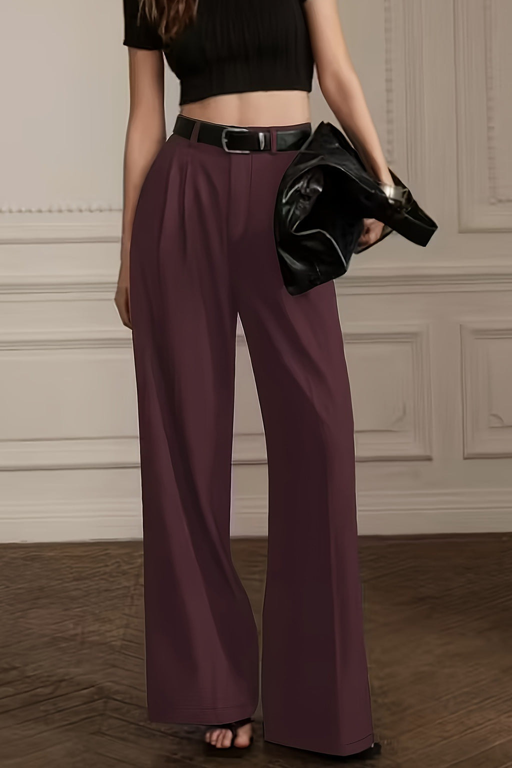 Chic High Waist Pleated Wide Pants