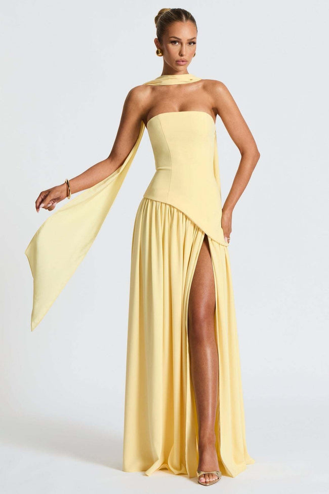 Solid Bustier High Slit Formal Dress Main image