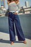 High Waist Wide Leg Jeans Dark Blue / S