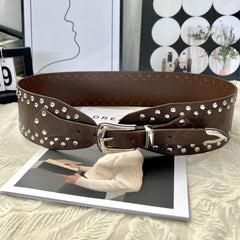 Studded Patchwork Alloy Wide Waist Belt