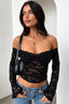 Off Shoulder Lace Bodycon Long Sleeve Tee