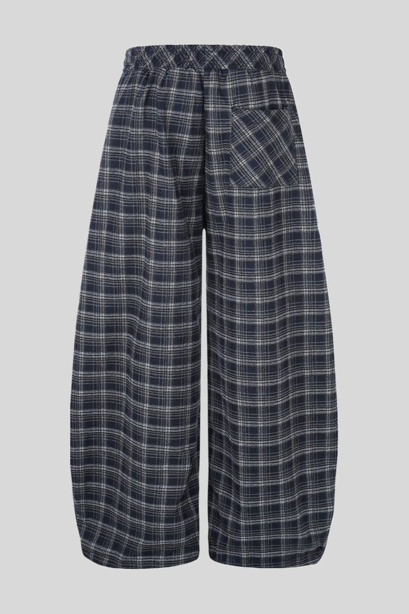 Plaid Baggy Barrel Leg Streetwear Pants