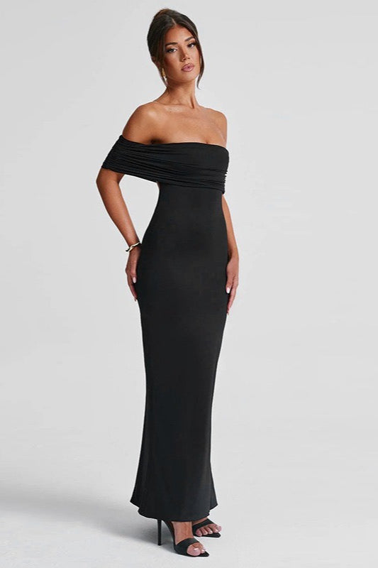 Solid Off Shoulder Ruched Formal Dress Secondary image