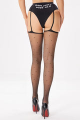 Polka Dot Sheer Toe Suspender Tights