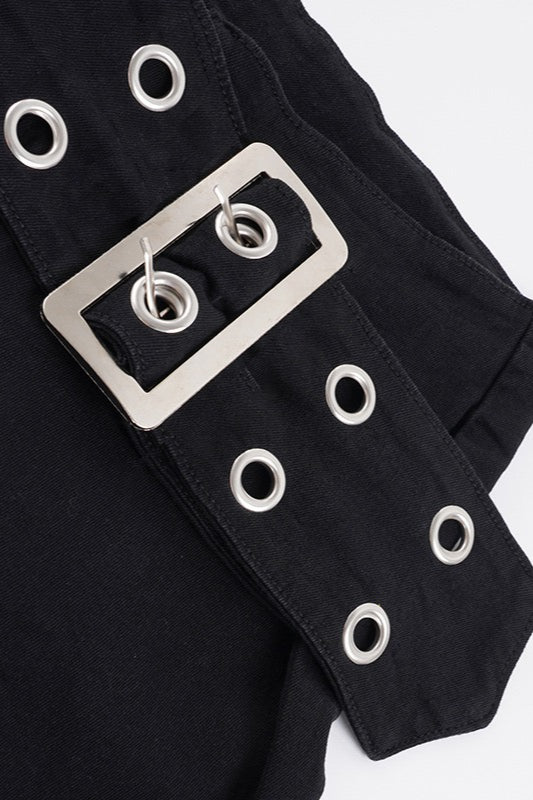 Eyelet Belt Low Rise Flare Jeans
