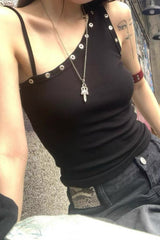 One Shoulder Sling Slinky Chic Crop Top