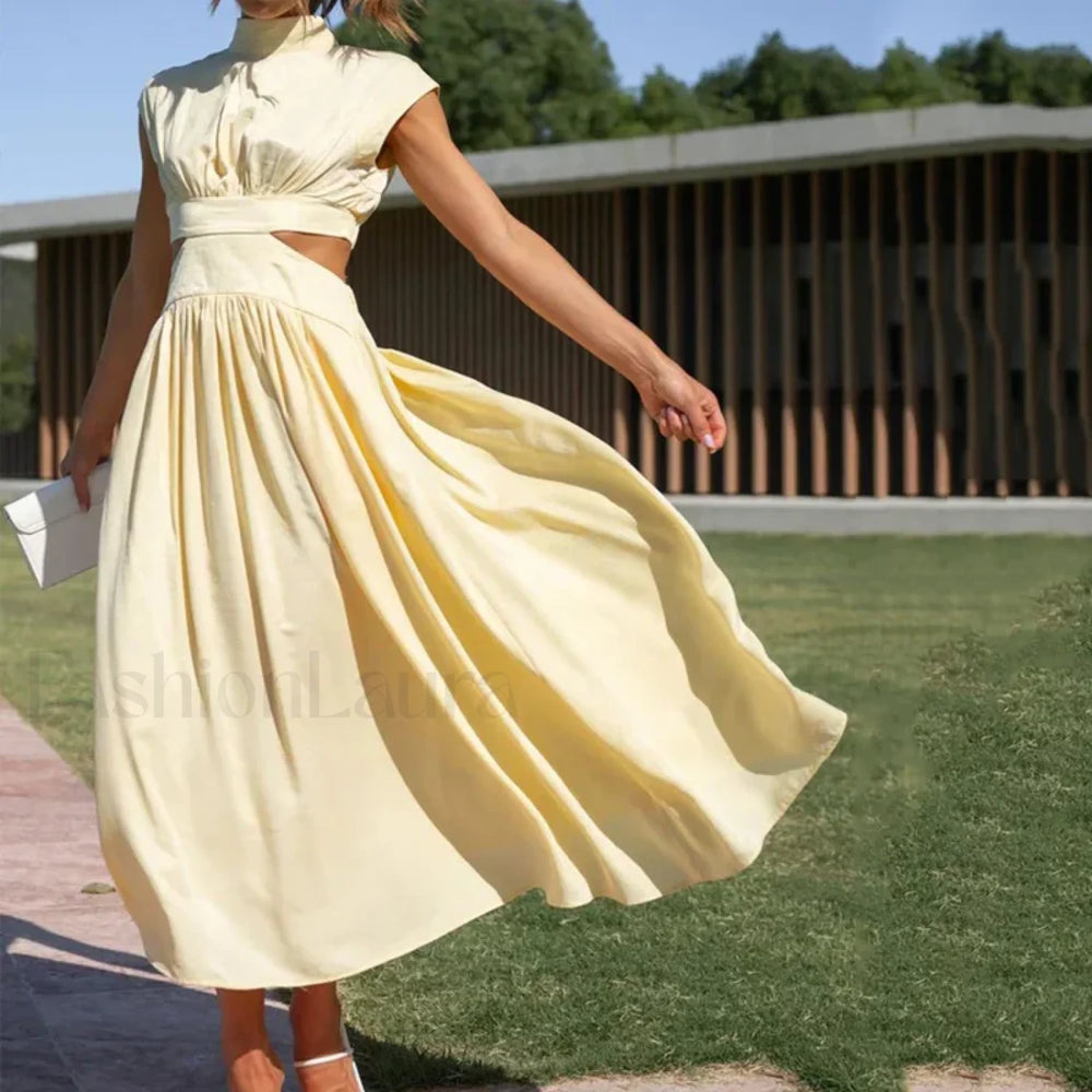 Beach Maxi Hollow Out Casual Fashion Summer Sexy V neck Long Midi Dress