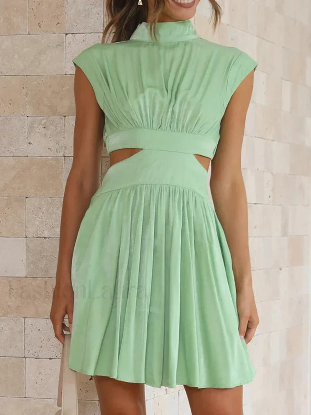 Beach Maxi Hollow Out Casual Fashion Summer Sexy V neck Long Midi Dress light green / S