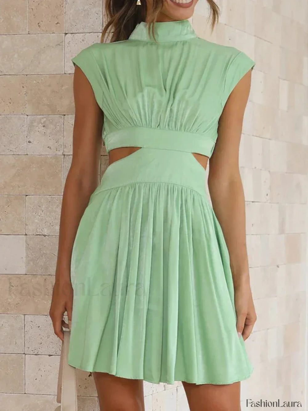 Beach Maxi Hollow Out Casual Fashion Summer Sexy V neck Long Midi Dress light green / S