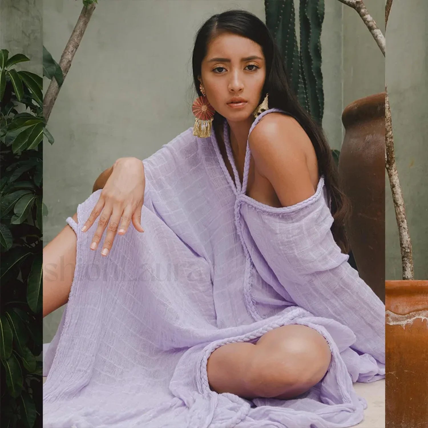 Beach Outing Long Shirt Cover Up PURPLE / One Size