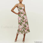 Beach Sweetheart Midi Floral Dress green3 / S