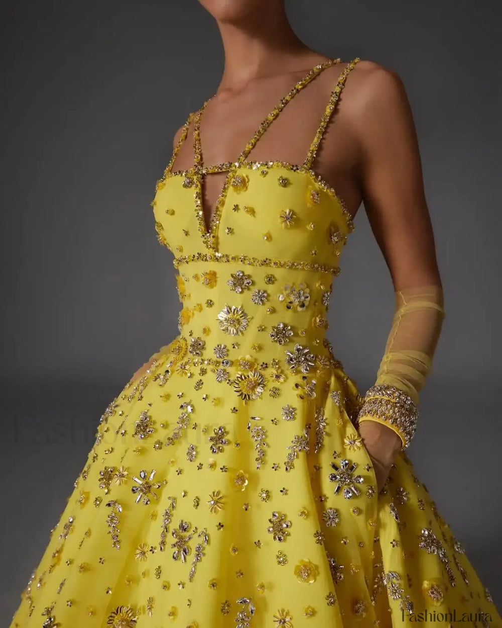 Beaded Floral Strap Maxi Dress