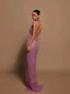 Beaded Lace Split Halter Maxi Dress Pink / 2