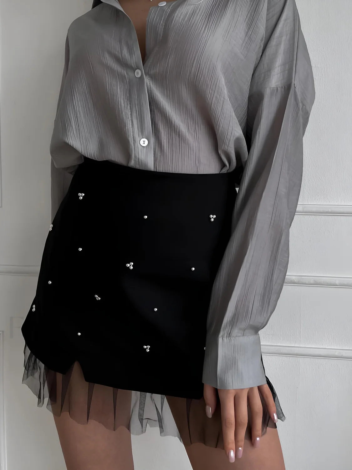 Beaded Tulle Trim A Line Skirt Secondary image