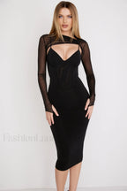 Beatrice Corset Stylish Midi Dress XS / Black