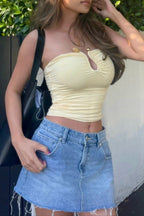 Dopamine Ruched Corset 3D Trim Tube Top