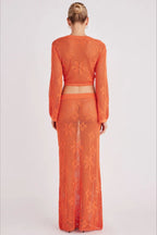 Crochet Knit Reversible Crop Top Skirt Set