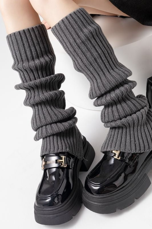 Vertical Stripe Chunky Slouch Split Hem Leg Warmers