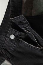 Camo Pocket Curved Wide Leg Jeans