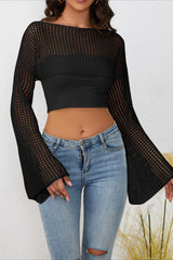 Mesh Cutout Knit Chic Cover Up Crop Top