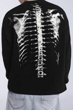 Skeleton Graphic Waffle Oversized Long Sleeve Tee