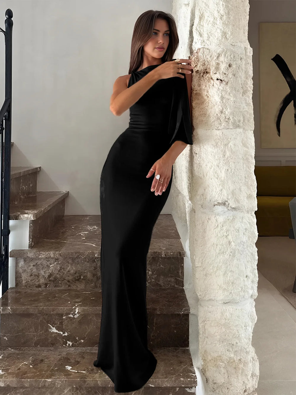 Beloved Knotted Sleeveless Long Dress Black / XS Dresses