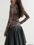 Belted Patchwork Loose Elegant Skirt