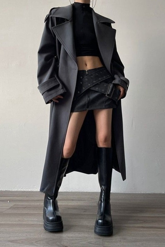 Oversized Lapel Midi Trench Overcoat Main image
