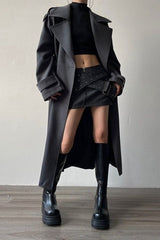 Oversized Lapel Midi Trench Overcoat