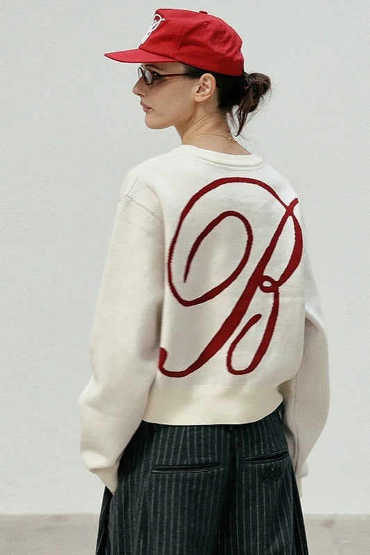 Casual Vintage Crew Neck Sweater White / One Size Main image
