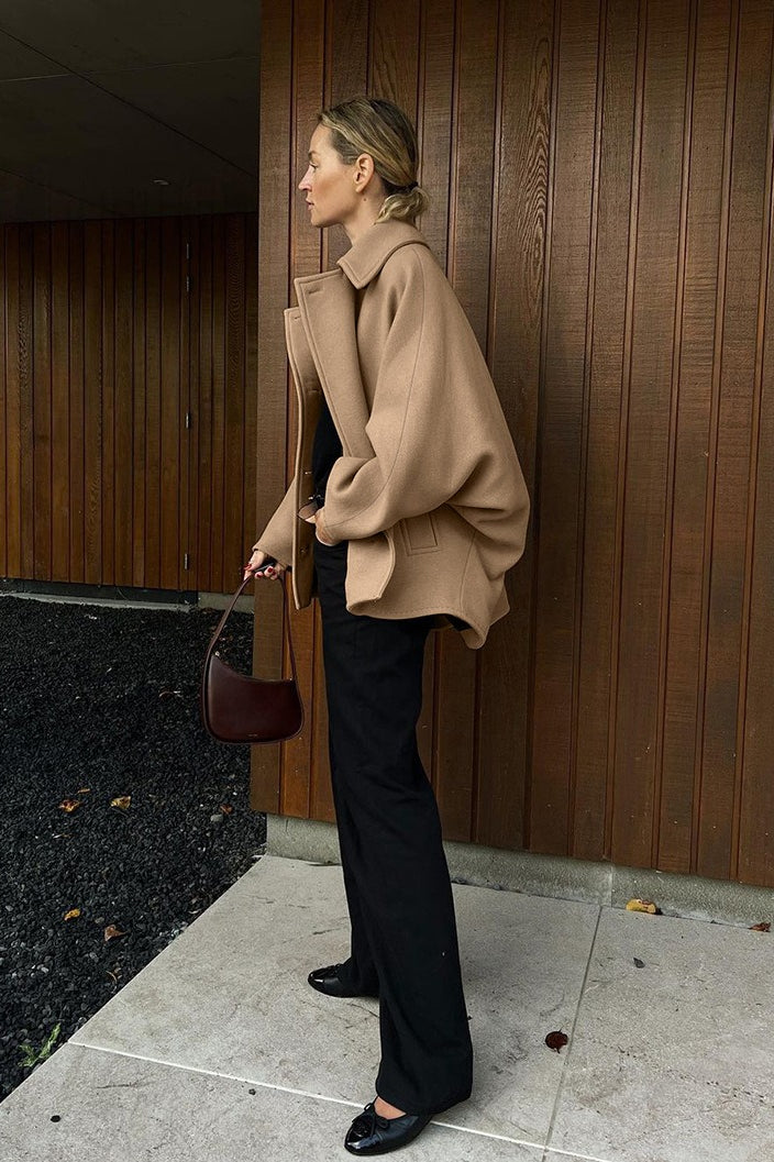 Batwing Sleeve Wool Blend Coat coats