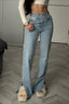 Asymmetric Waist Slim Flare Leg Jeans