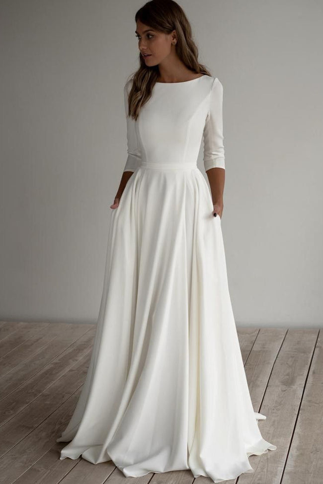 Three Quarter Sleeve Pocket Formal Dress Main image