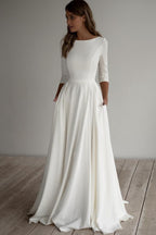 Three Quarter Sleeve Pocket Formal Dress