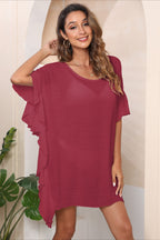 Solid Ruffle Loose Beach Style Cover Up
