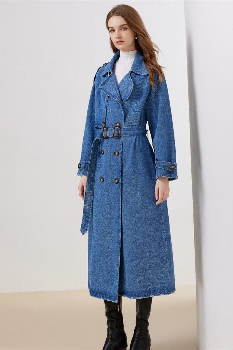 Vintage Denim Long Line Duster Overcoat