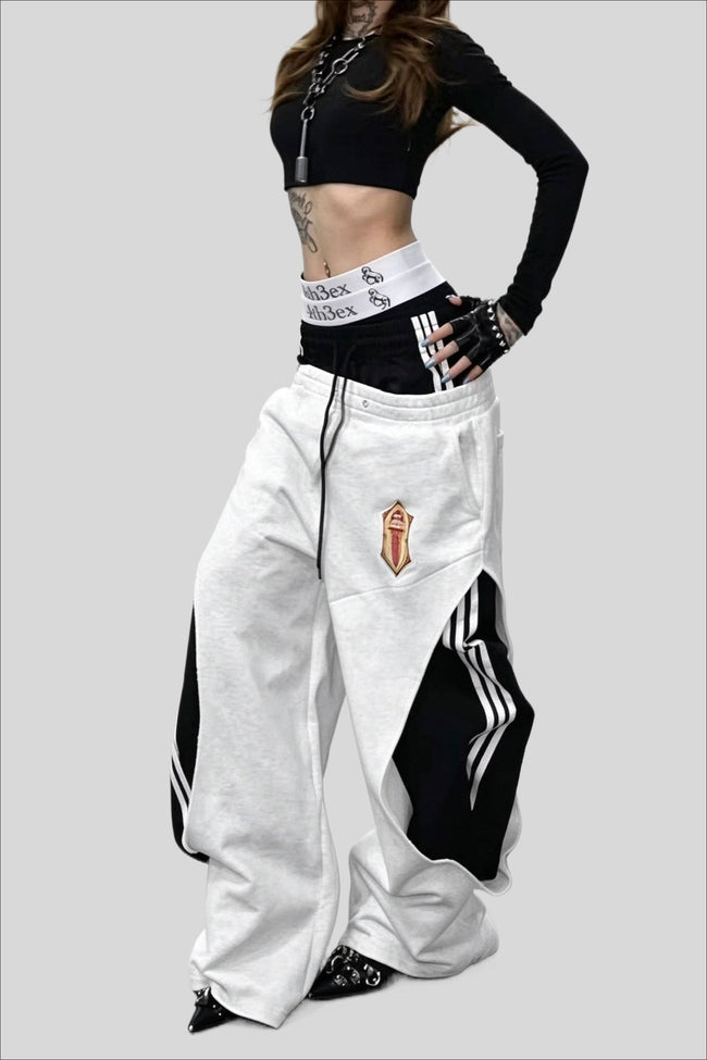 Contrast Double Waist Stripe Wide Leg Sweatpants Main image