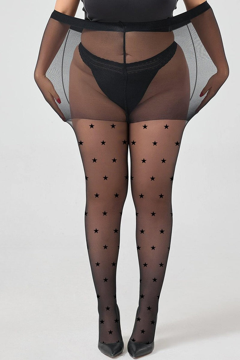 Plus Size Star Jacquard Sheer Tights Main image
