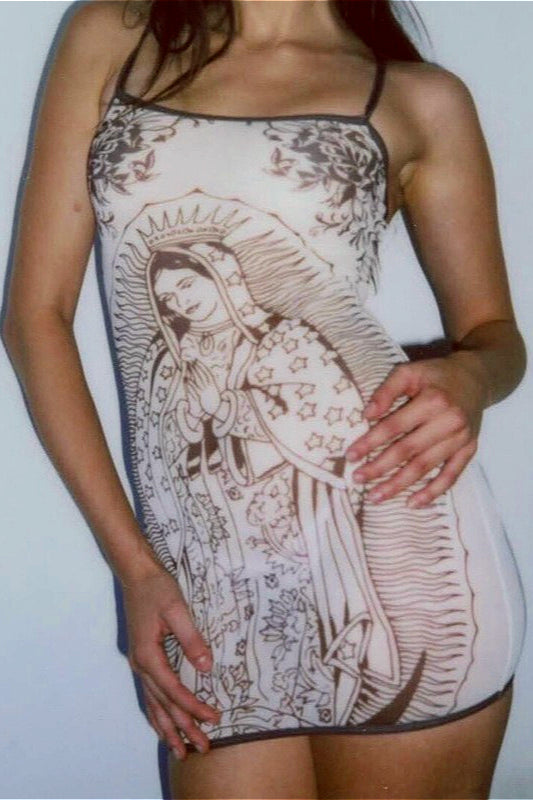 Vintage Sacred Portrait Style Graphic Slip Mini Dress Main image