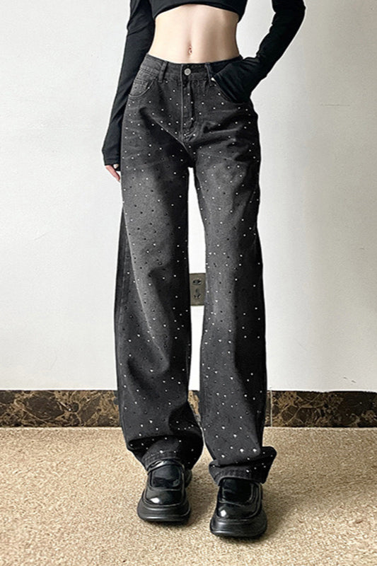 Ombre Wash Rhinestone Straight Leg Jeans Main image